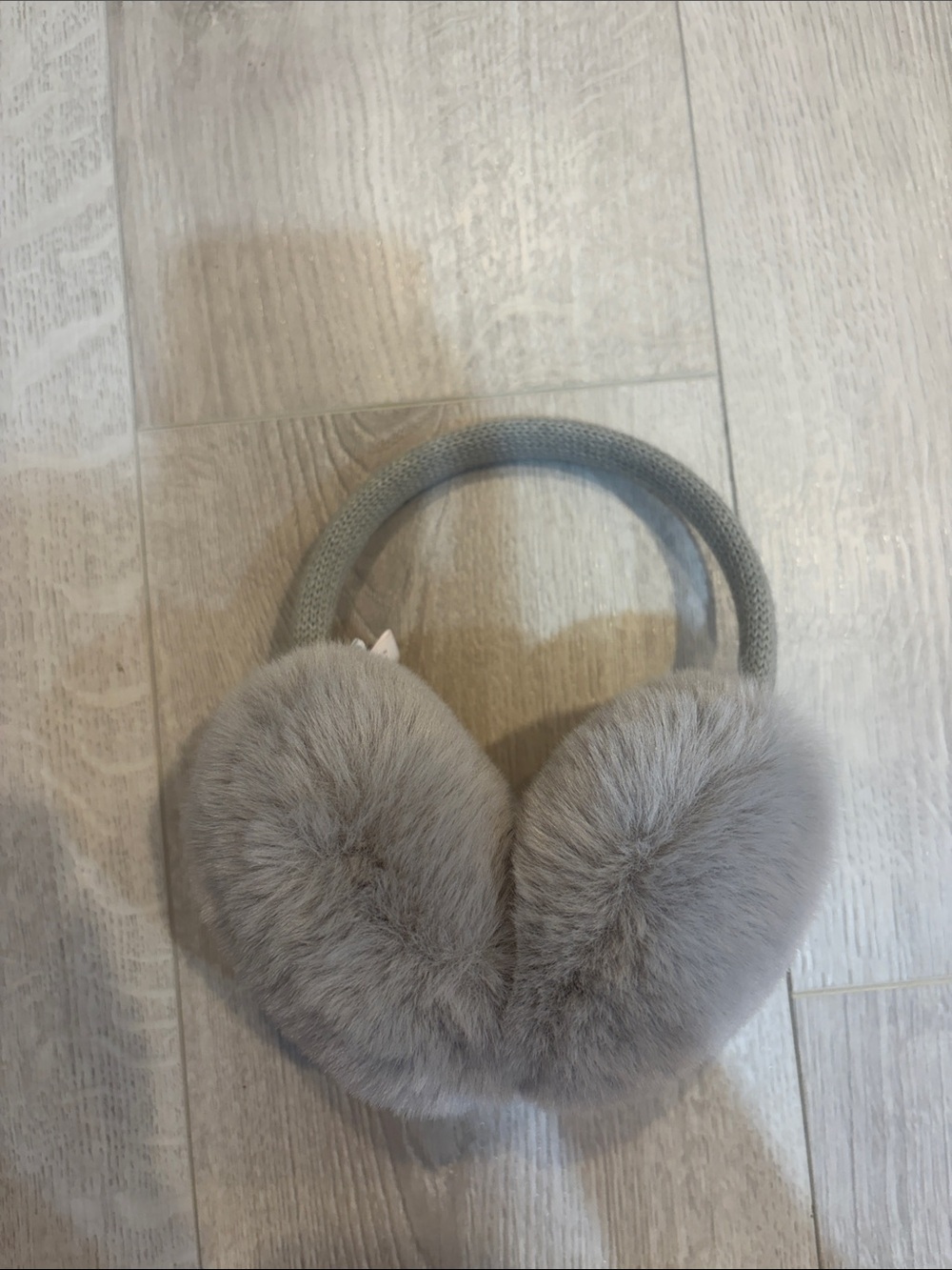 LC Lauren Conrad Plush Faux Fur Earmuffs in Light Gray